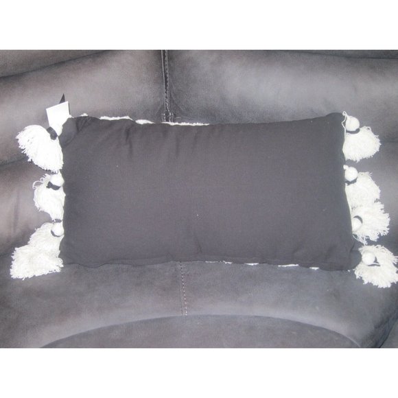 Cynthia Rowley Curious Halloween ~ Chenille ~ Spider Webs Pillow w Tassels B&W - Picture 8 of 10